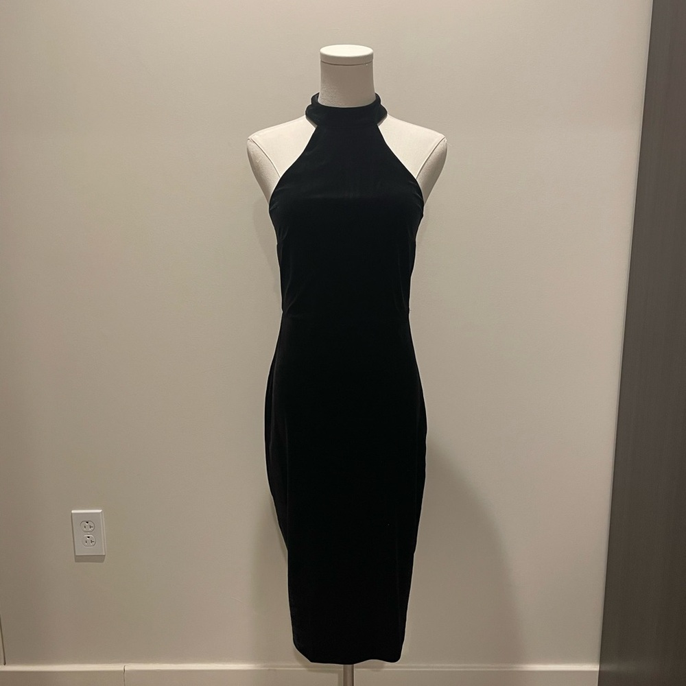 Express Black Midi Halter Dress